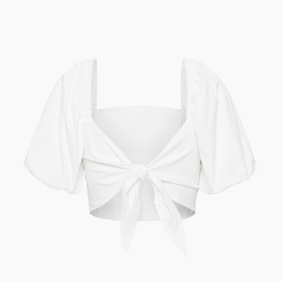 NWOT Aritzia Little Moon Lucia poplin blouse in white, SZ MEDIUM - Picture 6 of 11